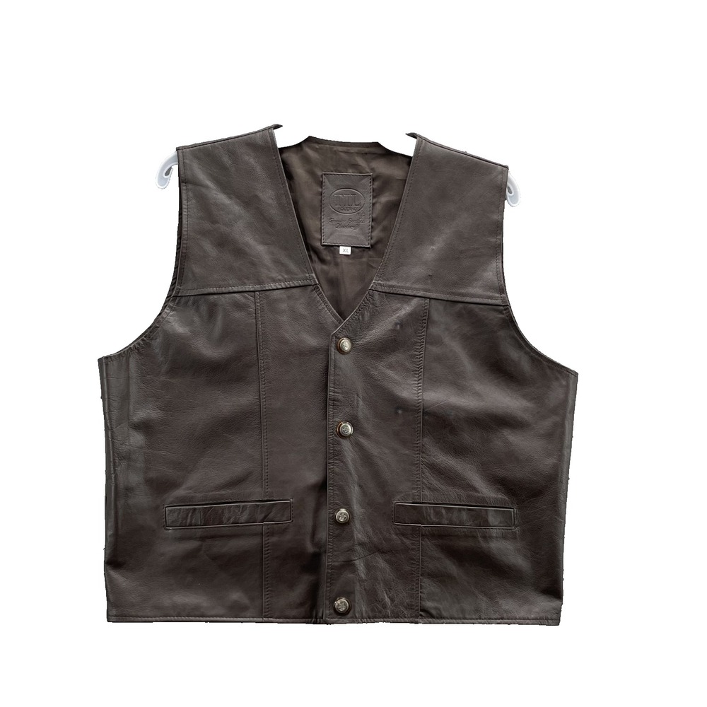 Til Holland Genuine Leather Vest Men's XL Moto Western 70s Hunt Ren Faire Cowboy